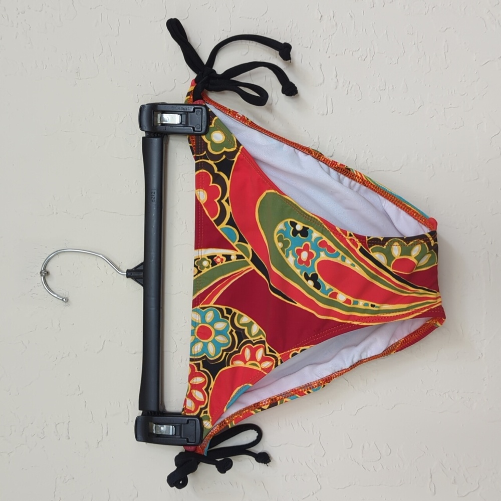 NEW ATHLETA Red Orange Swinging 60's String Bikini Bottoms Size Medium - Picture 3 of 7